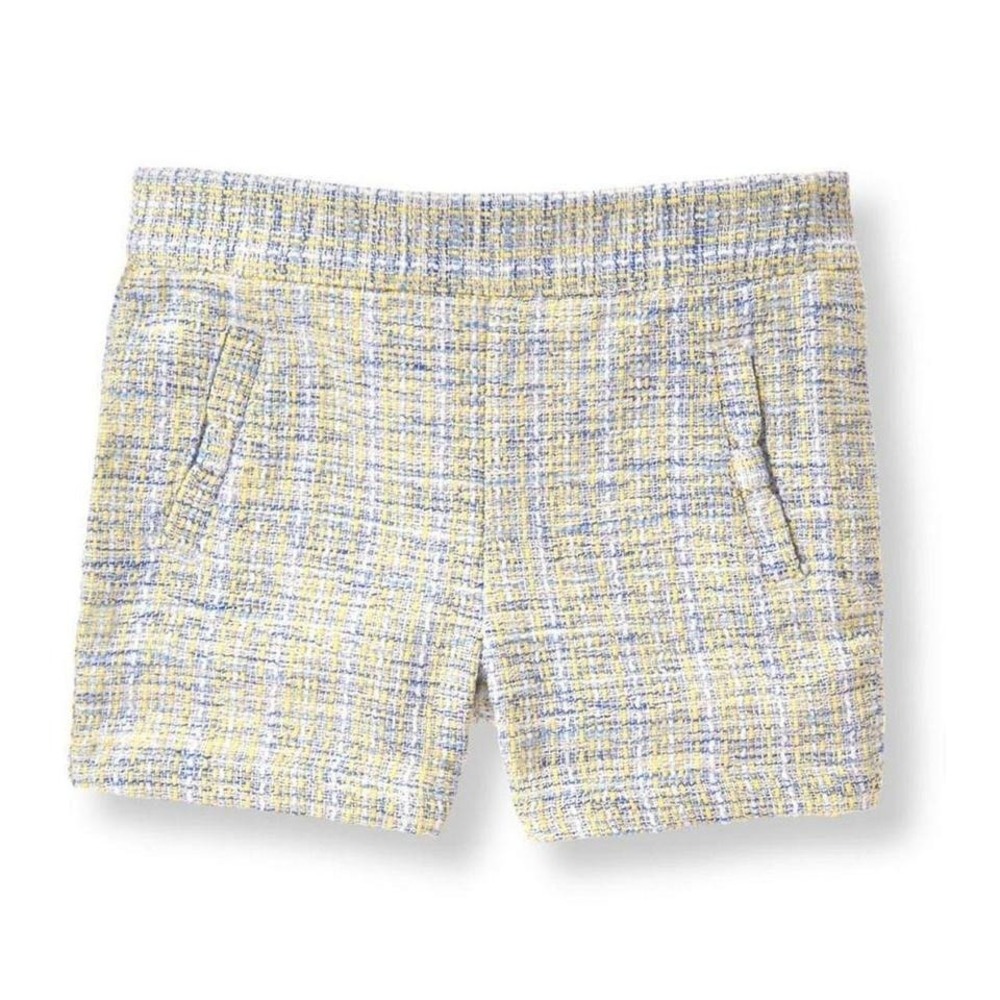 Janie and Jack Tweed Shorts Kids 4 Yellow NWT Textured Dressy‎ Side Zip
